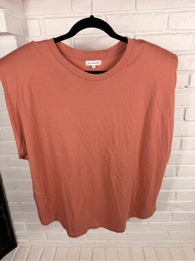 Good American Size 5 Dusty Rose Shoulder Pad‎ Tee Cotton Modal Top